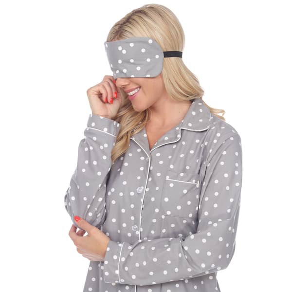 Womens White Mark Dotted Long Sleeve 3pc. Pajama Set