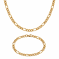 Mens Iron Saints 6mm Figaro Link 18kt. Gold-Plating Necklace Set - image 1
