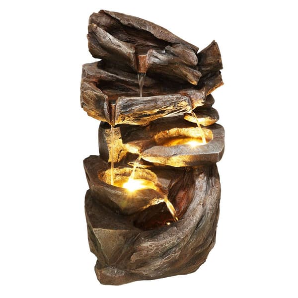 Alpine Cascading Rock Fountain w/ Warm White LED - image 