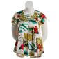 Womens C''est La Vie Short Sleeve Round Hem Print Lace Up Top - image 1