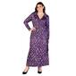 Plus Size 24/7 Comfort Apparel Purple Geo Collar Wrap Maxi Dress - image 1