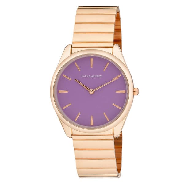 Womens Laura Ashley(R) Purple Dial Gilded Bracelet Watch - LA2069RG - image 