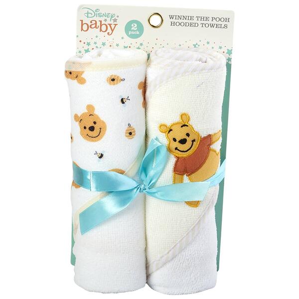 Baby Unisex Disney 2pk. Winnie the Pooh Hooded Towel Set - image 