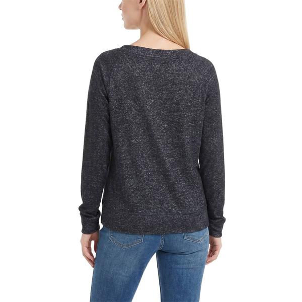 Petite NY Collection Long Raglan Sleeve Space Dye Hacci Top
