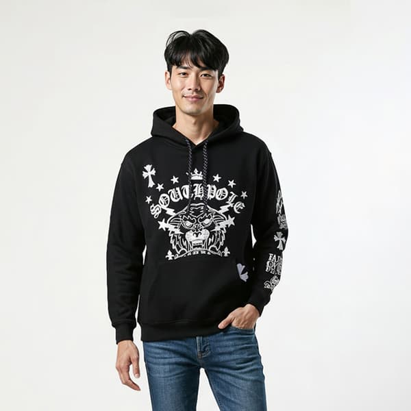 Young Mens SOUTHPOLE Tiger Puff Fleece Hoodie - image 