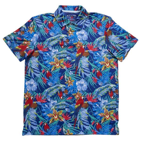 Mens Chaps Performance Short Sleeve Polo - Majestic Blue - image 