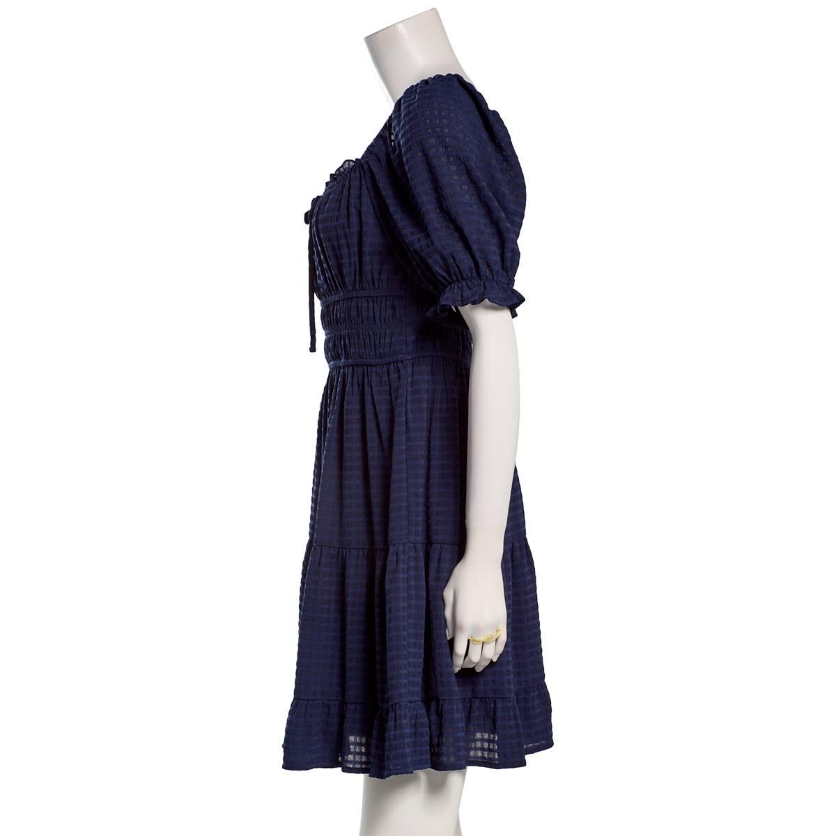 Juniors Jolt Puff Sleeve Ruch Waist Gauze A-Line Dress