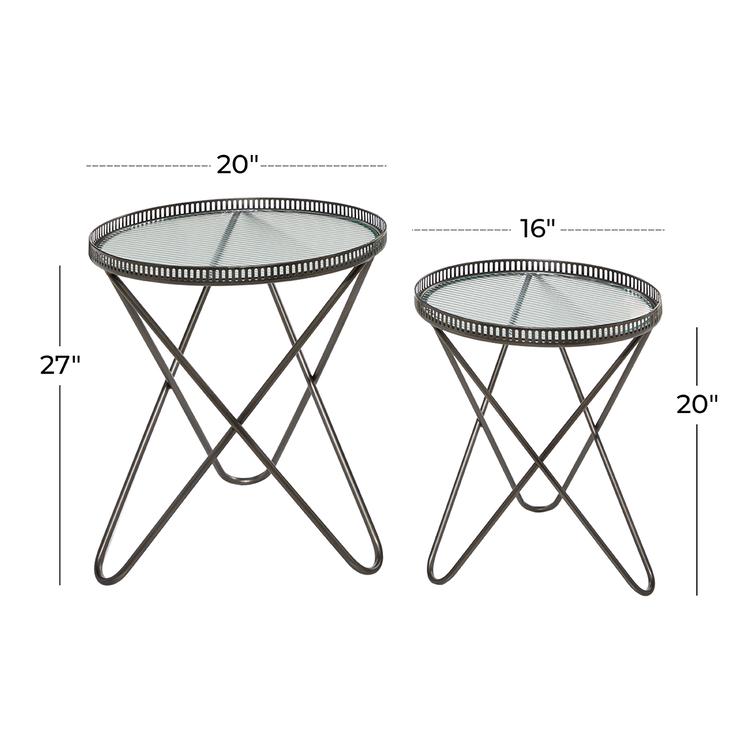 9th & Pike® Round Industrial Metal Accent Table - Set Of 2