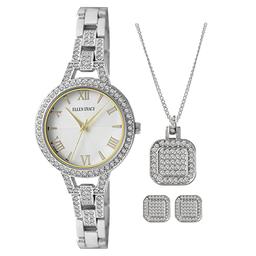 Ellen Tracy Watch Necklace & Earrings Set - ET8113SL