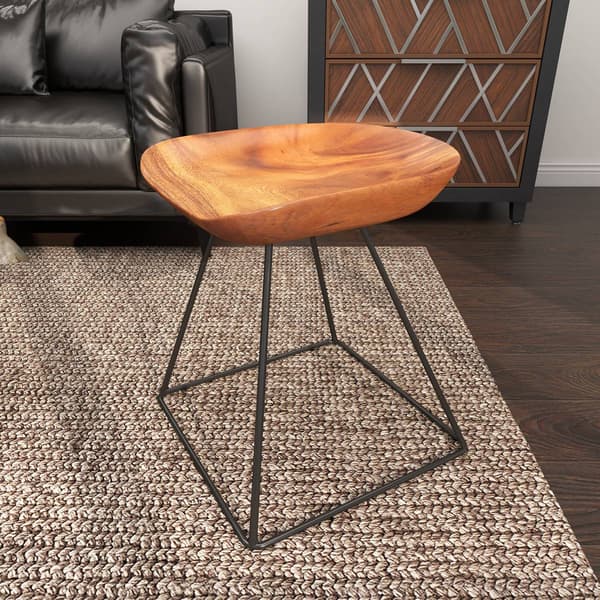 9th & Pike® Rustic Brown Metal Ottoman