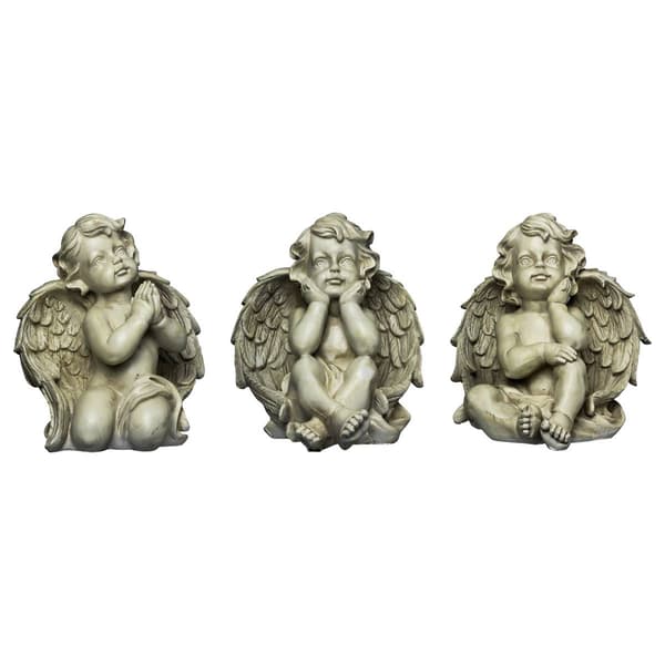 Northlight Seasonal Sitting Cherub Angel Statues - Set of 3