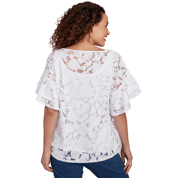 Womens Ruby Rd. Bali Bliss Flutter Sleeve Tropical Blouse