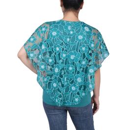 Womens NY Collection Floral Burnout Poncho Top - Columbia