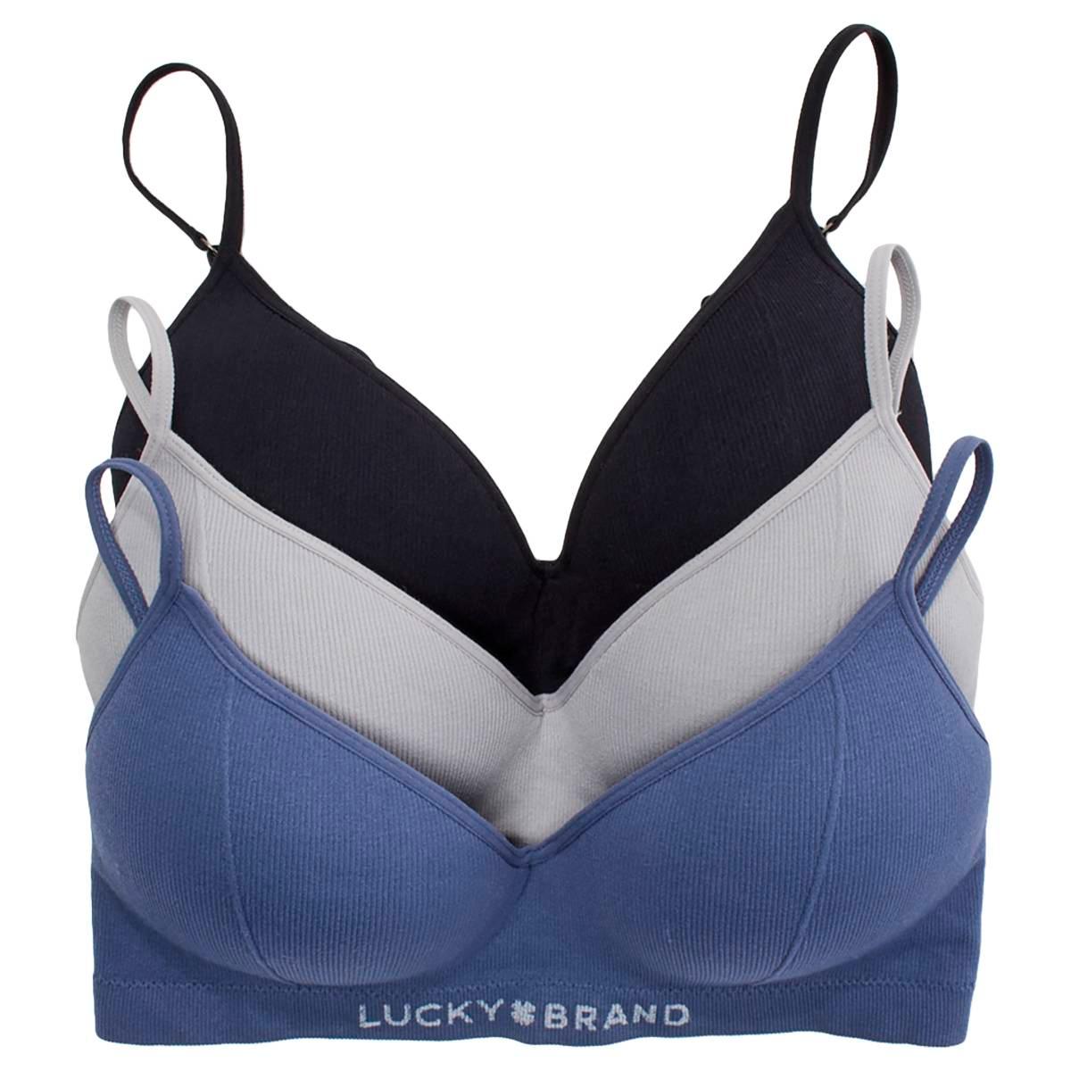 Open Video Modal for Womens Lucky Brand 3pk. Ribbed Seamless Wire-Free Bras LVD82651BV