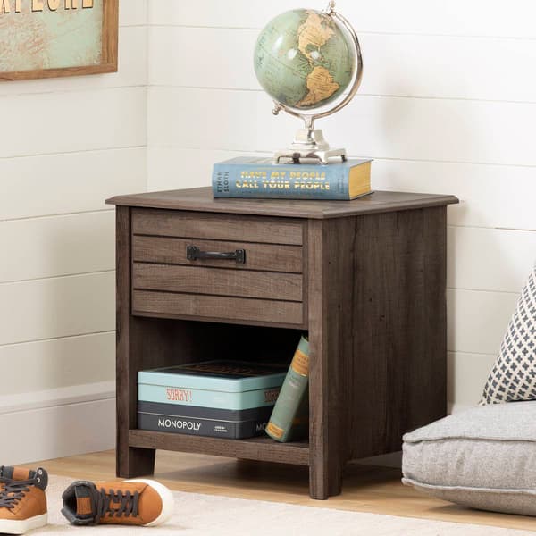 South Shore Ulysses Fall Oak 1-Drawer Nightstand