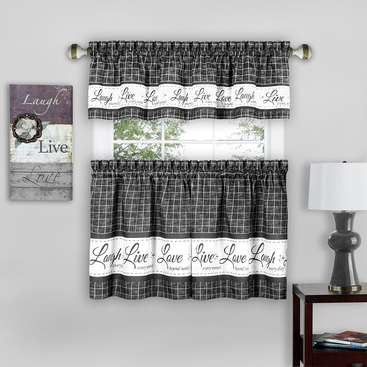 Achim Live Love Laugh Kitchen Curtain Set