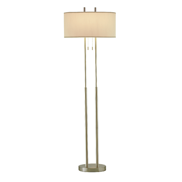 HomeRoots 62in. Silver Task Floor Lamp With Drum Shade