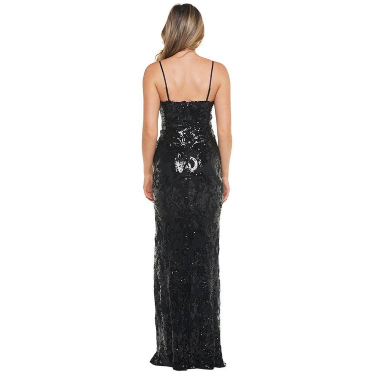 Juniors Crystal Doll Damask Sequin Sheath Dress