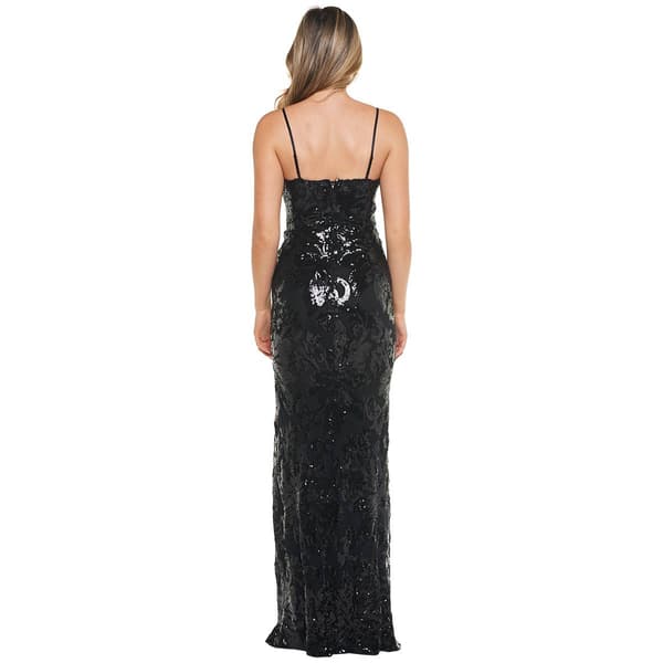 Juniors Crystal Doll Damask Sequin Sheath Dress