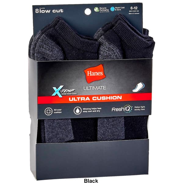 Mens Hanes&#174; Ultimate&#174; 8pk. Cushioned Low Cut Socks