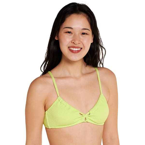 Juniors California Sunshine Crinkle Tie Front Braelette Swim Top - image 