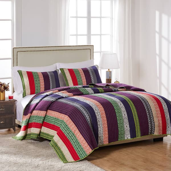 Greenland Home Fashions&#40;tm&#41; Marley Boho Stripes Quilt Set