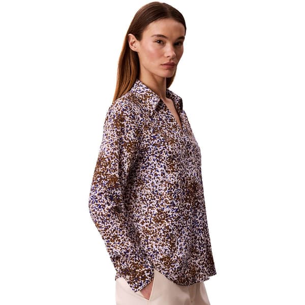 Womens Calvin Klein Long Sleeve Speckled Button Front Blouse