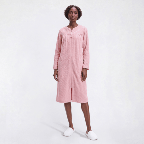 Petite Jasmine Rose Long Sleeve 42in. Double Knit Zip Robe
