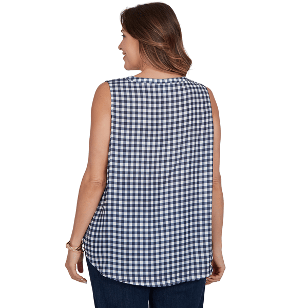 Plus Size Emaline Sapphire Serenade II Sleeveless Gingham Blouse