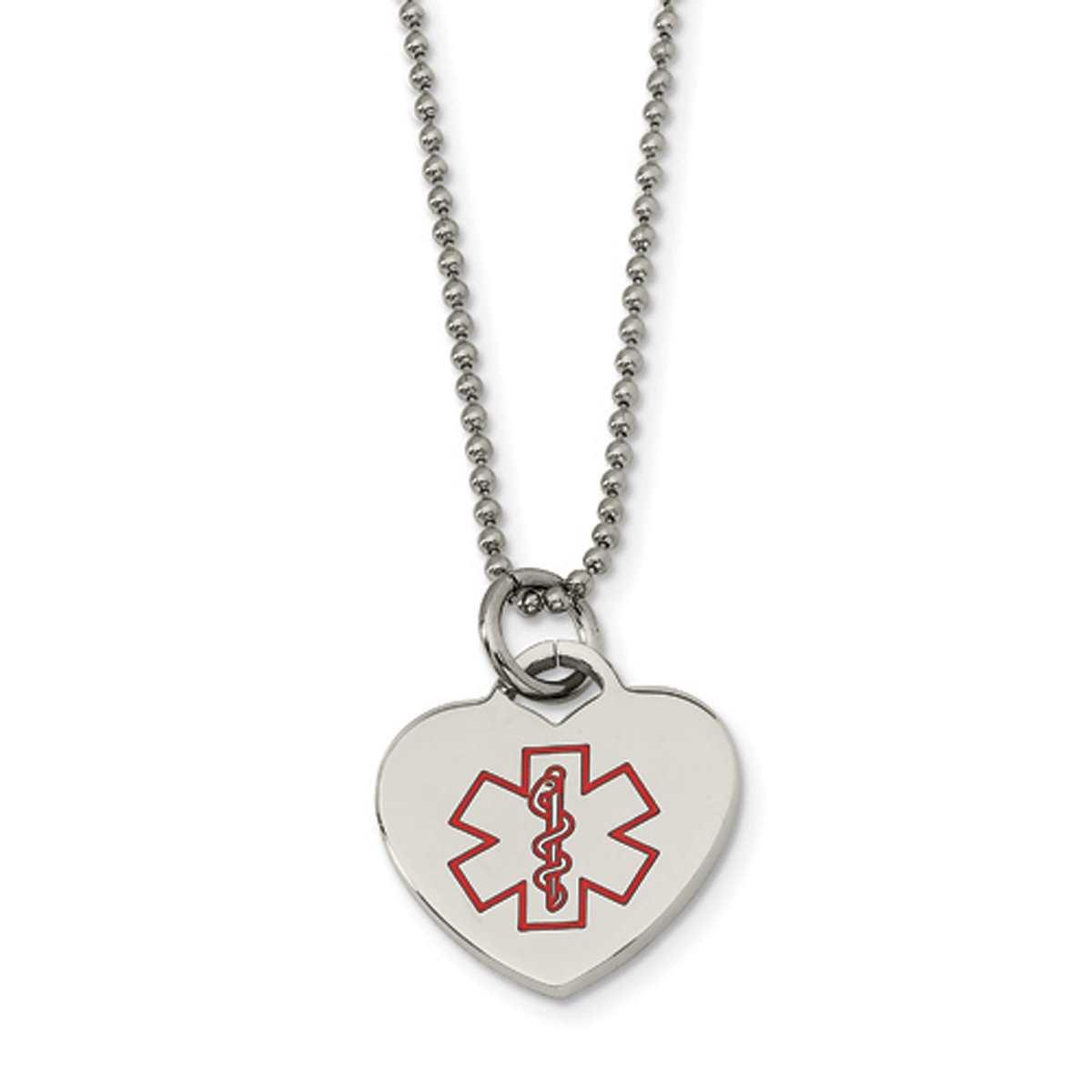 Mens Gentlemen’s Classics™ Heart Shaped Medical Pendant...