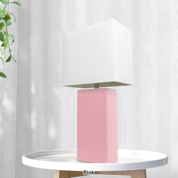Lalia Home Lexington 21in. Leather Base Modern Home Table Lamp