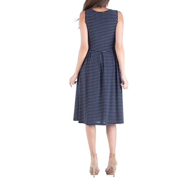 Womens 24/7 Comfort Apparel Fit & Flare Polka Dots Dress
