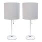 LimeLights White Stick Lamp w/Charging Outlet/Grey Shade-Set of 2 - image 8