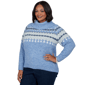 Plus Size Skye’s the Limit Icy Blue Sparkle Fair Isle Sweater - image 3
