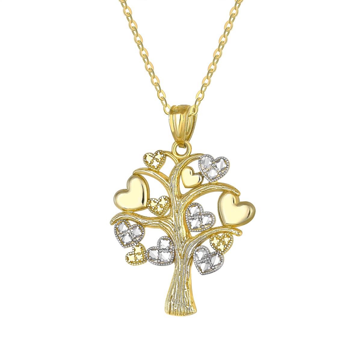 10kt. Two-Tone Gold Tree of Life Gold Fill Chain Necklace