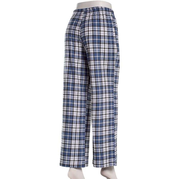 Juniors No Comment Plaid Flannel Wide Leg Pants - Indigo