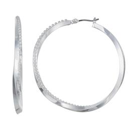 Napier Silver-Tone Twisted Hoop Click-Top Earrings