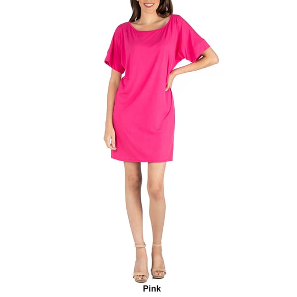 Womens 24/7 Comfort Apparel Boat Neck T-Shirt Dress