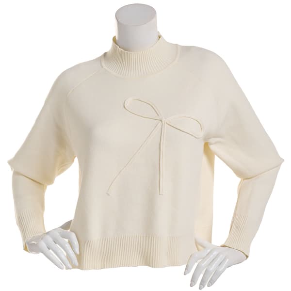 Womens Nanette Lepore Long Sleeve Placed Big Bow Sweater