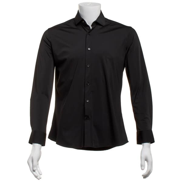Mens Tom Baine Fitted Nylon Performance Long Sleeve Dress Shirt - image 