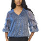 Womens MSK Lurex Crinkle Lantern Sleeve Blouse - image 1