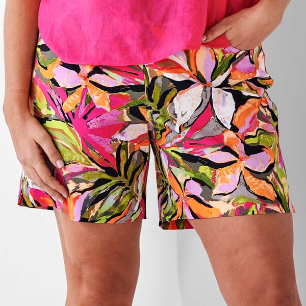 Plus Size Zac & Rachel Pull On Floral Bermuda Shorts