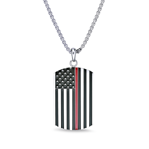 Mens Lynx Stainless Steel Dog Tag Pendant Necklace