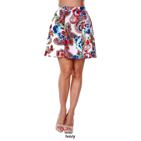 Womens White Mark Heidi Paisley Flare Skirt