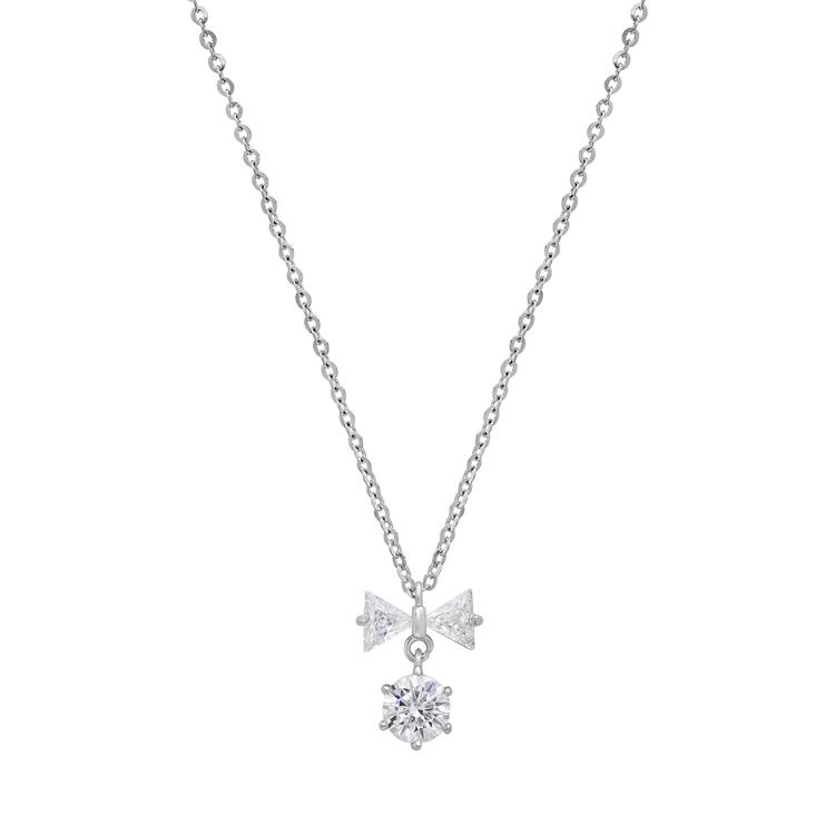 Saffron 0.5ctw. Moissanite Diamond Bow & Round Drop Necklace