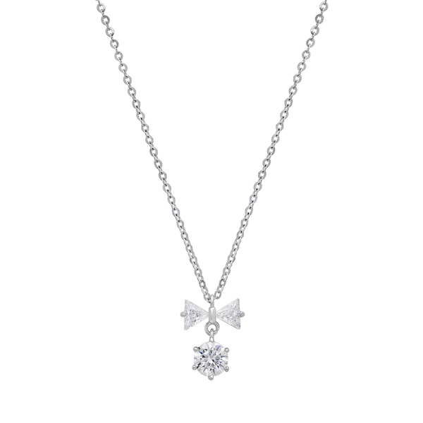 Saffron 0.5ctw. Moissanite Diamond Bow & Drop Pendant Necklace - image 