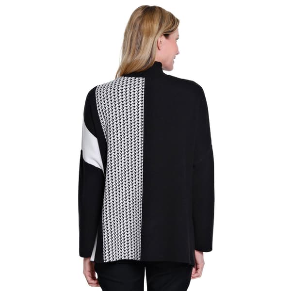 Womens Multiples Long Sleeve Houndstooth Color Block Sweater