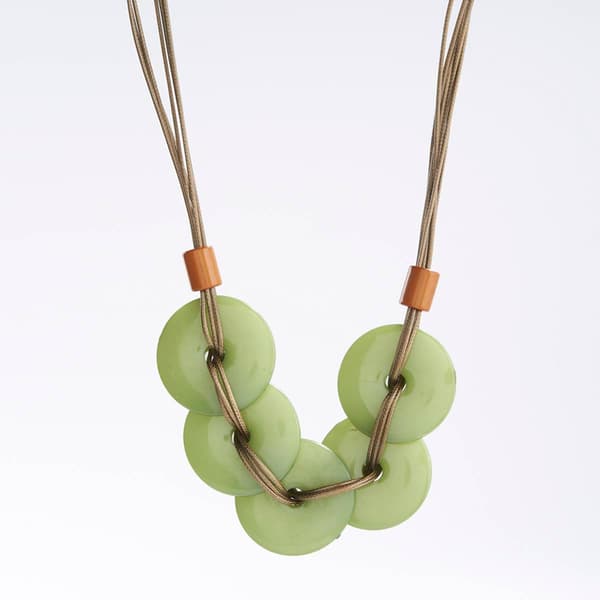 Ashley Cooper&#40;tm&#41; Marble Brown Cylinders & Olive Discs Necklace - image 