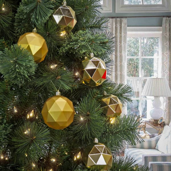 National Tree 10in. Gold Geometric Ornaments - Set of 6
