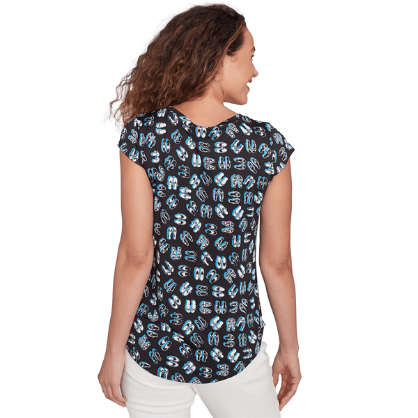 Womens Emaline Key Items Cap Sleeve Flipflop Tee